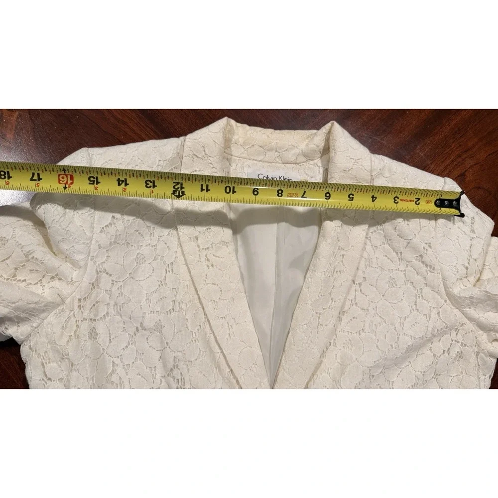 Calvin Klein Lace Blazer Womens 6 Ivory Floral Cottagecore Career‎ Wedding
